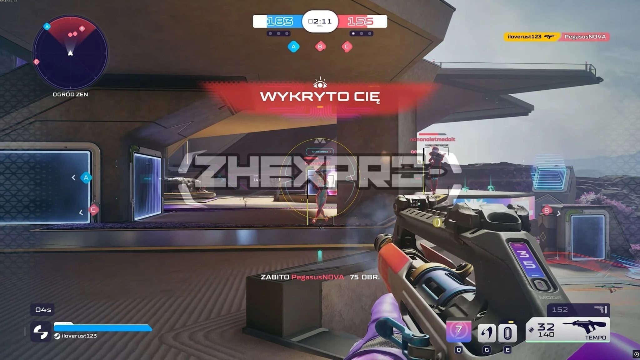 Splitgate 2 Aimbot Visual Example from Zhexcheats