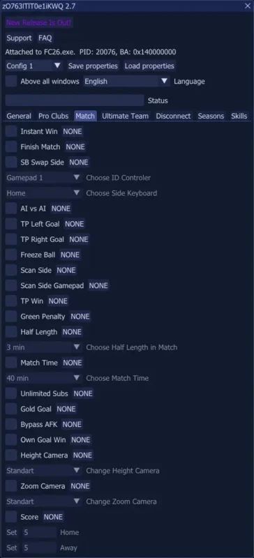 FX FC 26 Cheats Math Tab in Menu