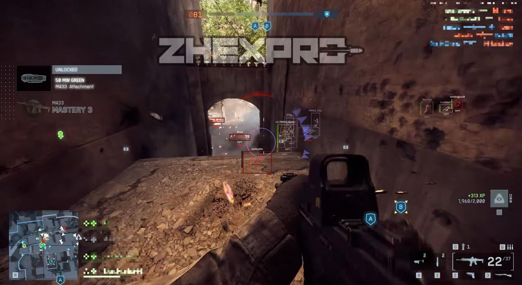 Battlefield 6 aimbot tracking enemies during rooftop push in a 64-player lobby